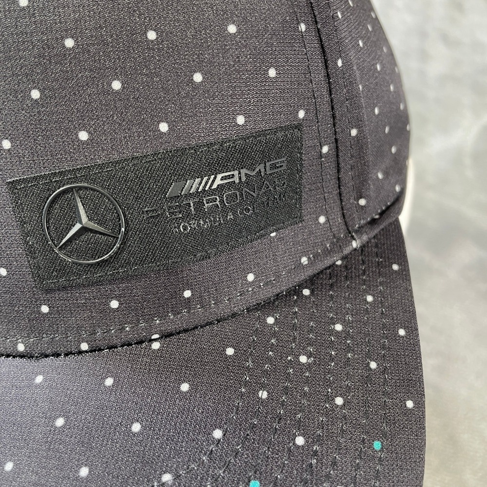 Mercedes Cap Hat AMG Petronas F1 Black Polka Dot Baseball OSFA - Picture 2 of 10